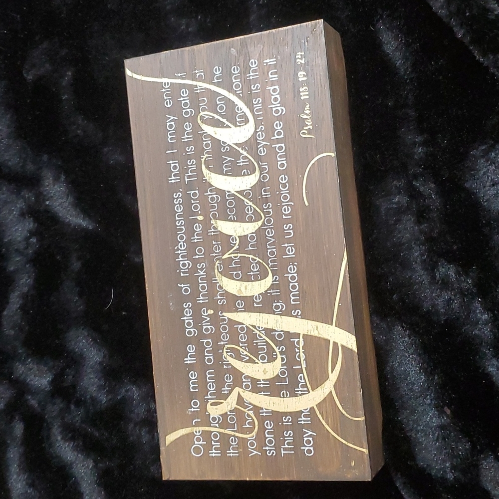 Wood/Paper Cottage Core Scripture Wall Art| Gold Letter Rejoice| 10"x5"x1.5"
